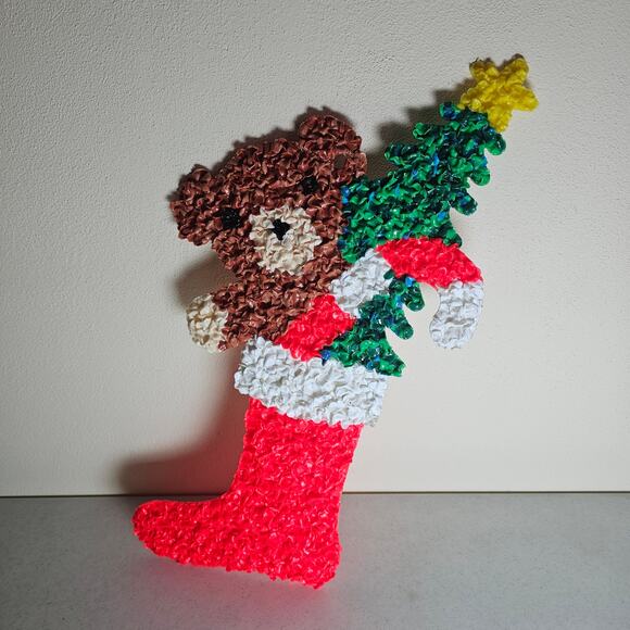 Vintage melted wax popcorn stocking and toys decoration - Picture 1 of 3